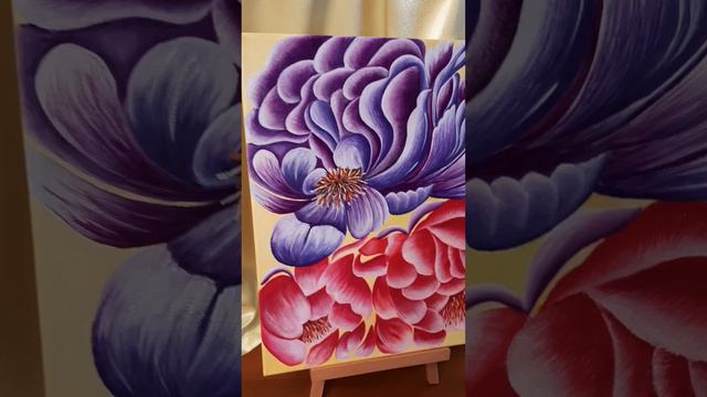"Яркие цветы". Масло. Холст на подрамнике. Размер 30/40.