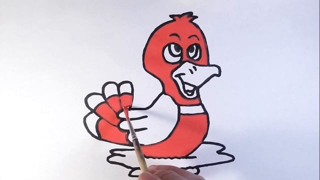 Как нарисовать УТКУ/Рисунок-раскраска для детей/How to draw Duck