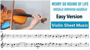 [Free Sheet] Howl's Moving Castle Theme (Merry Go Round Of Life) - Violin Cover With Sheet Music