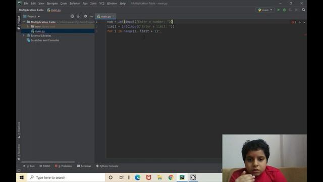 python programming: Multiplication Table