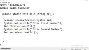 wap in java to swap two numbers.