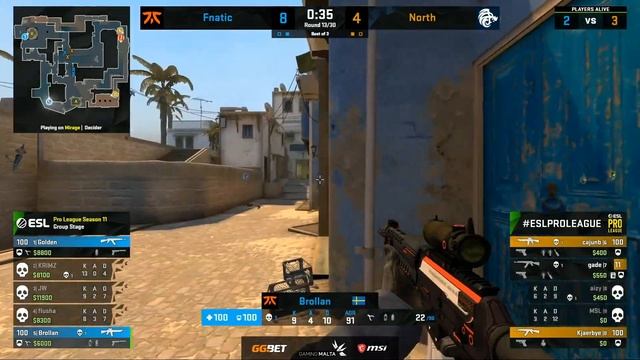 Fnatic vs North (Игра 3) BO3 | ESL PRO LEAGUE SEASON 11