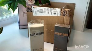 посылка от ив роше с мужскими ароматами Cuir vetiver, ambre noir