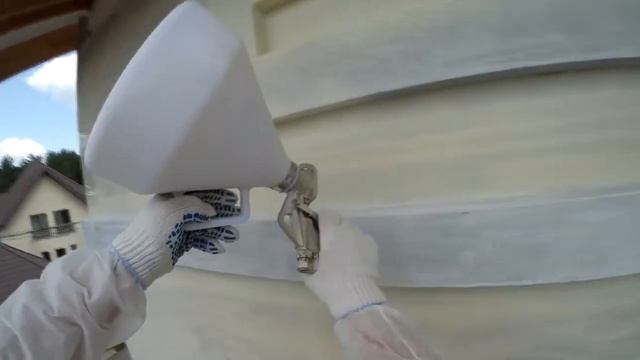 Механизированное нанесение декоративной штукатурки текстурным пистолетом