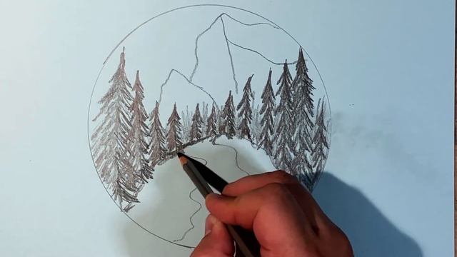 Рисунок карандашом горный пейзаж | рисунок карандашом | легкий рисунок за 5 минут карандашом смотреть онлайн