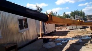 СМУ-1 падение автокрана (сдал назад не складывая стрелу)