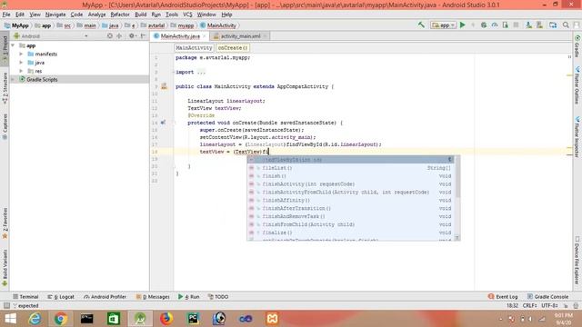 #6. How to add TextView from Java class/Dynamically in Android Studio. смотреть онлайн