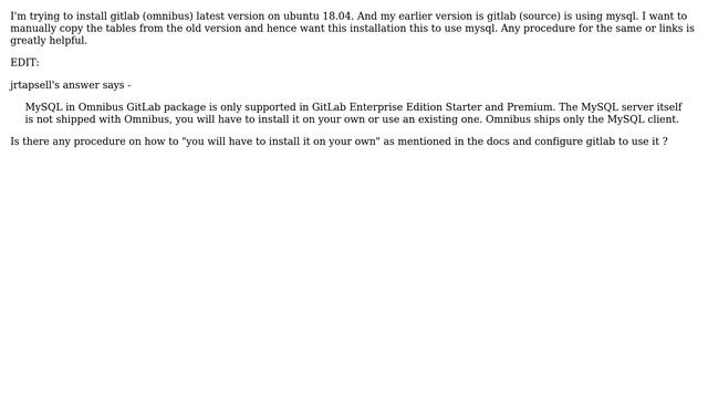 How to configure gitlab omnibus installation to use mysql instead of postgresql? смотреть онлайн