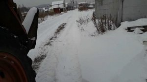 Уборка снега трактором ЮМЗ-6. Косой отвал.
