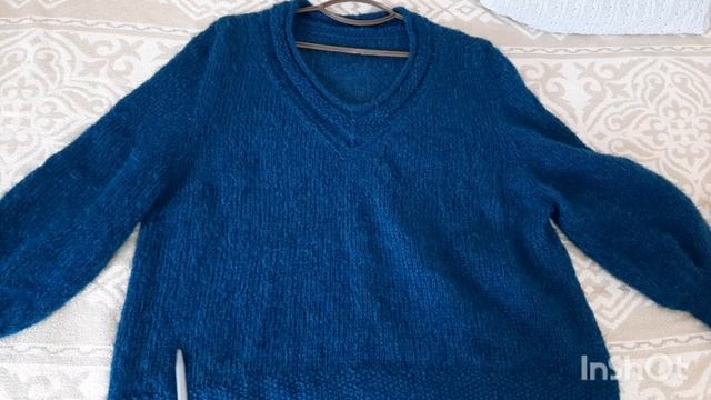 Джемпер из мохера, футболка спицами из хлопка, носки спицами