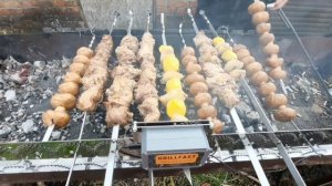 Готовка на костре,электровертель в деле