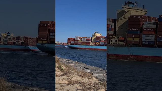 Chesapeake Bay VA #containership #shipping #ship #container #cargoship #shipspotting  #lifeatsea