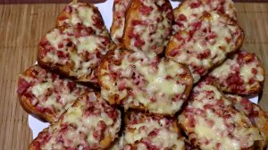 Рецепт мини пиццы/Быстрая пицца - бутерброды/Горячие закуски в духовке/Pizza/Recipe
