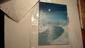 Картина маслом Зимний Лес 15х20, миниатюра