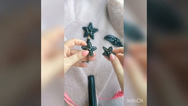 Комплект "Звездный" брошь, серьги, заколка. Ручная работа ?
