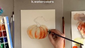 Рисуем Тыкву | Акварель для начинающих! Урок рисования акварелью How to Draw pumpkin