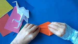 Как сделать цаплю из бумаги,оригами цапля.