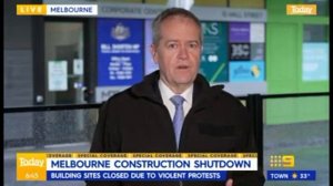 Bill Shorten calls protesting CFMEU members man baby-Nazis