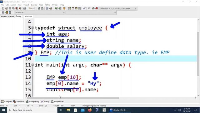 Structures and Unions in C++ Using Program Example