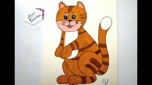 Как нарисовать полосатого кота красками. how to draw a cat