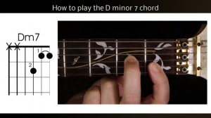 How to play Dm7 on guitar.  The D minor 7 or D min 7 chord guitar lesson
