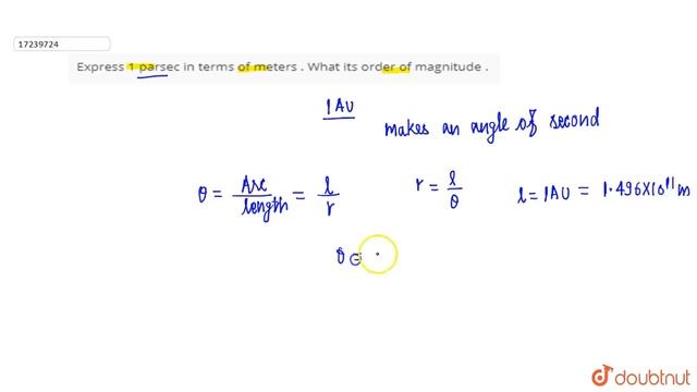 Express 1 parsec in terms of meters . What its order of magnitude . смотреть онлайн