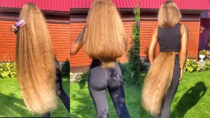 Golden thick hair hidden under clothes. Preview