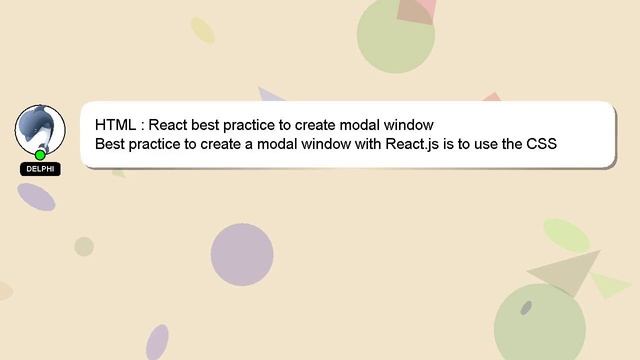 HTML : React best practice to create modal window смотреть онлайн