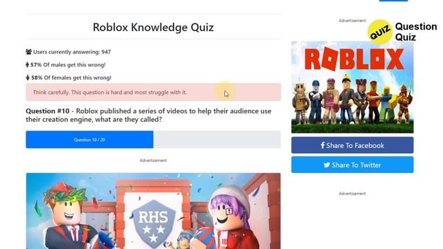 Roblox Knowledge Quiz Answers 100% | Quiz Fame смотреть онлайн