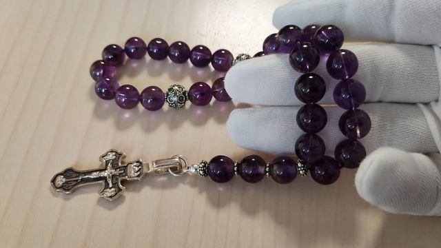 Православные четки из аметиста с крестом Ангел Хранитель смотреть онлайн