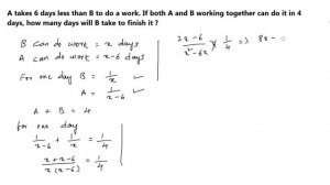 A takes 6 days less than the time taken by B to finish a piece of work. If both A and B together ca