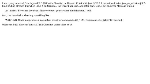 Ubuntu: Can't install Oracle J2EE due to "An internal Error has occurred" смотреть онлайн
