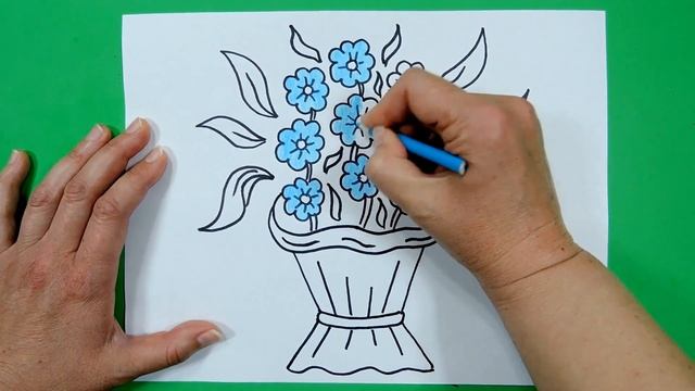 How To Draw Bouquet Blue Flowers. Mother's Day. Як намалювати букет синіх квітів. .День Матері. смотреть онлайн