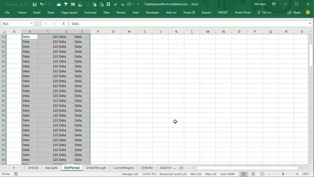 Excel Shortcuts - Ctrl Period to Jump to Next Corner of the Data - Episode 2117