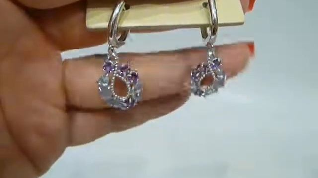 Серьги Розовый кварц, аметист, топаз Серебро 925 смотреть онлайн