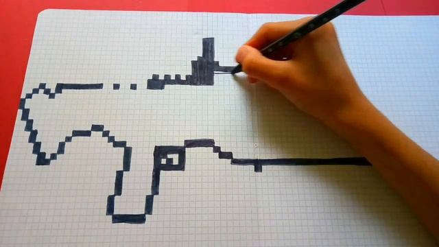 Как Рисовать по Клеточкам (пиксель арт) тяжёлый дробовик из фортнайт. ?Рисунки по клеточкам смотреть онлайн