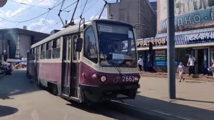 2 трамвая по СМЕ 2662+2663 на 7 маршруте в Нижнем Новгороде