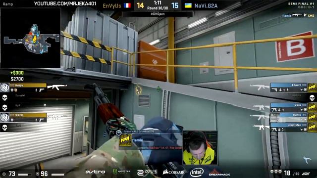 Na'Vi flamie vs Team EnVyUs | ACE with AK-47 on LAST ROUND | смотреть онлайн
