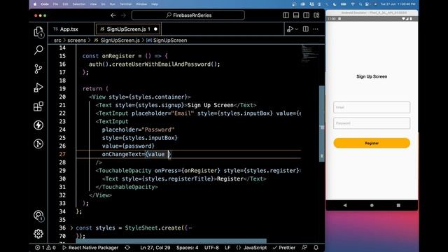 #4 User Sign-Up with Firebase Authentication | | React Native Firebase Series | Create Account