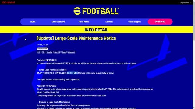 কয়টায় শুরু-কয়টায় শেষ? Large-Scale Maintenance Efootball 2024 Update Release?efooball 2024 Mobil смотреть онлайн