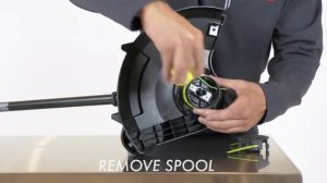 Установка шпули с пластиковыми лезвиями на триммер RYOBI