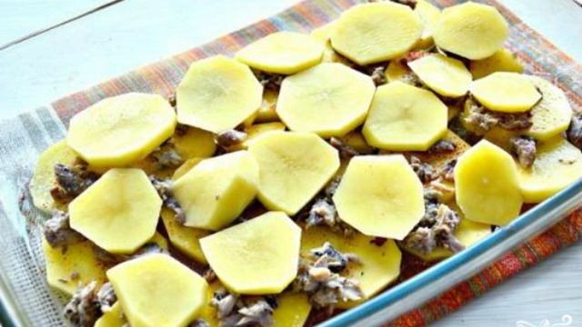 Запеканка картофельная с консервами