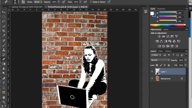 Basic Photoshop - creating a graffiti poster смотреть онлайн