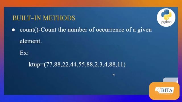 Tuple Methods in Python | Tuple Data Type | Python | Built-in Methods in Python | Data Types | BITA