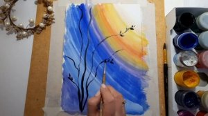 Силуэтное рисование, ребята попробуйте нарисовать замечательный пейзаж.