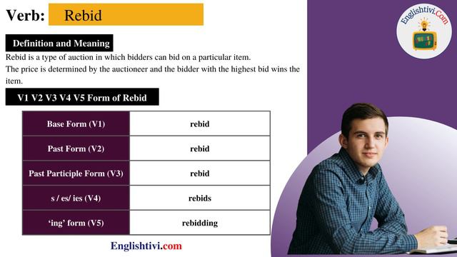 Rebind V1 V2 V3 V4 V5 Base Form, Past Simple, Past Participle Form of Rebind | Englishtivi.com смотреть онлайн
