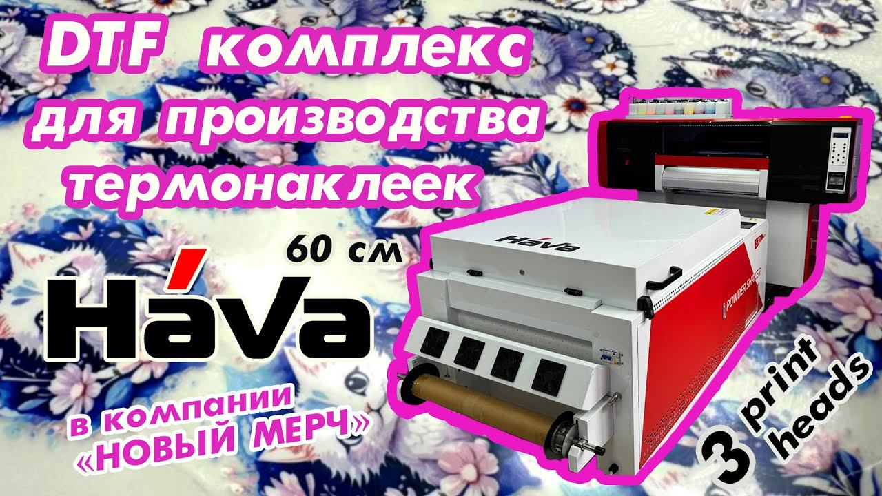 DTF комплекс для производства термонаклеек HaVa 60 cм 3 print heads в компании "Новый Мерч" г. Курск