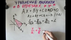 Уравнение плоскости в отрезках