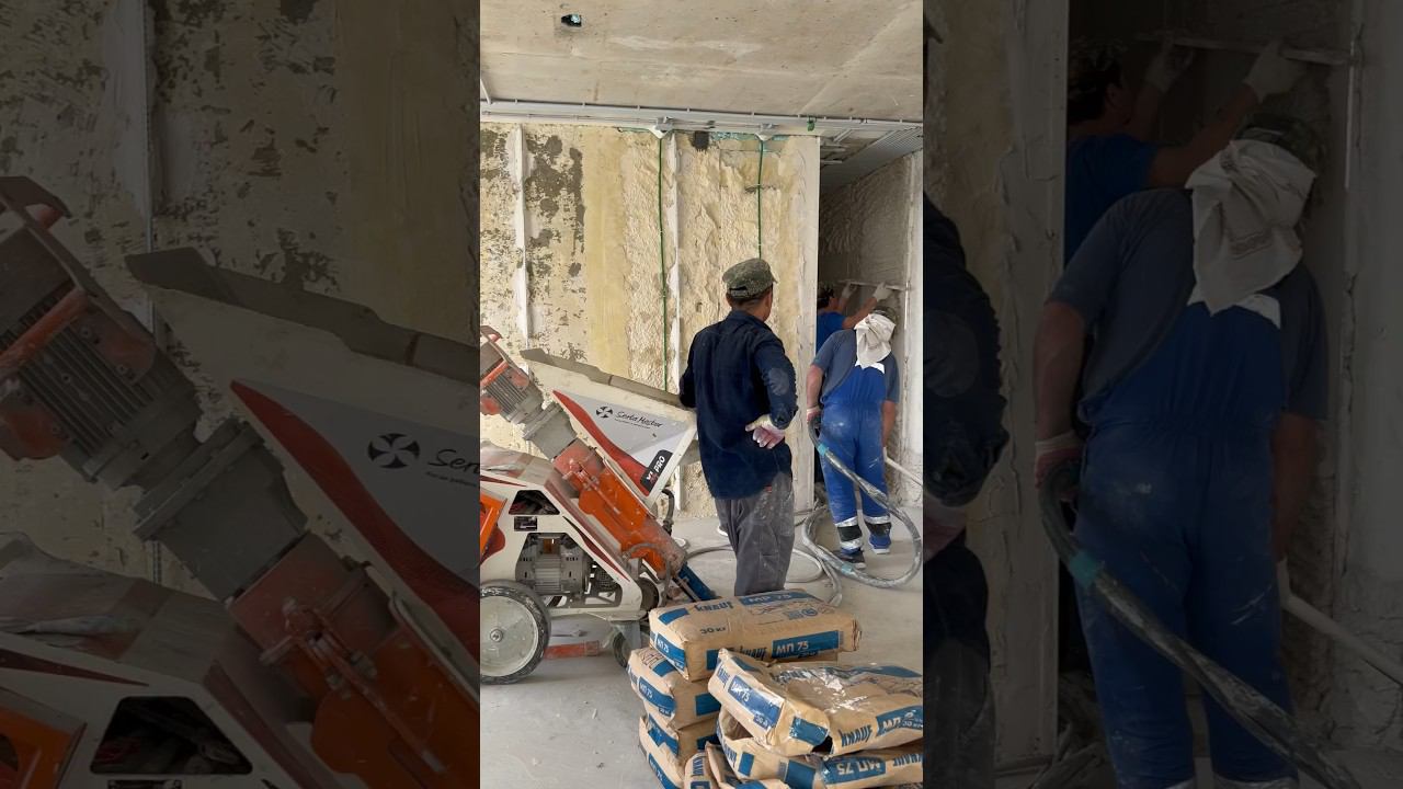 гипсовая смесь, штукатурная станция XL PRO #механизированнаяштукатурка #plasteringmachines