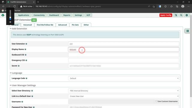 FreePBX Create SIP User Accounts , add phone configure App